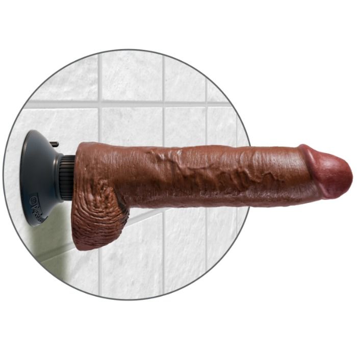 King Cock 25.5 Cm Vibrating Cock With Balls Brown