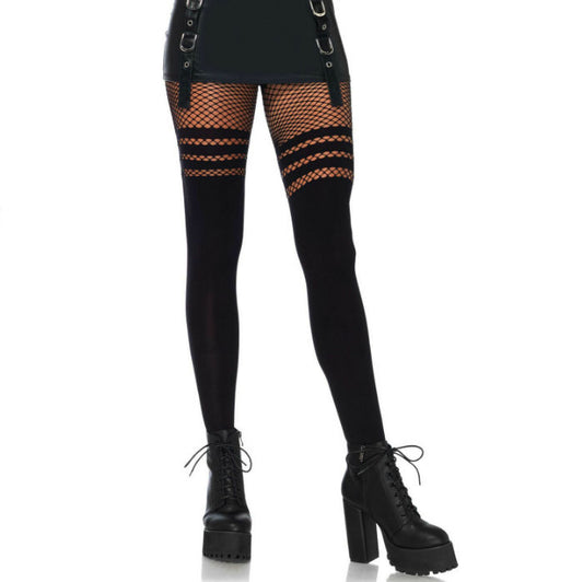 Leg Avenue Hosiery Leg Avenue - Pantyhouse Wit Fisnhet Stripes