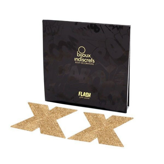 Bijoux Flash Collection Bijoux - Indiscrets Flash Cross Gold Nipple Covers