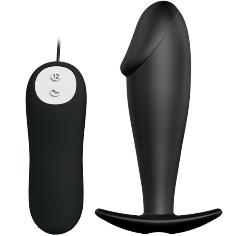 Pretty Love Bottom Pretty Love - Silicone Anal Plug Penis Form And 12 Vibration Modes Black