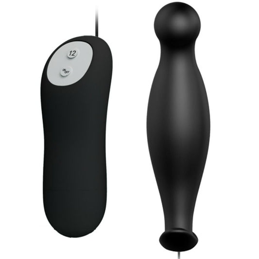 Pretty Love Silicone Anal Plug 12 Vibration Modes Black