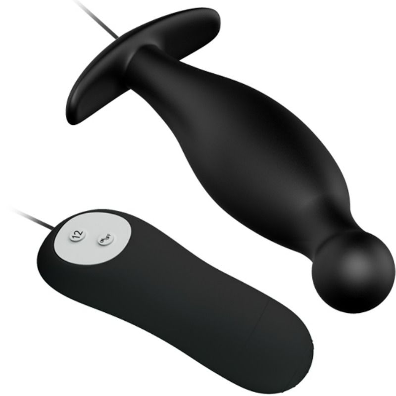 Pretty Love Silicone Anal Plug 12 Vibration Modes Black