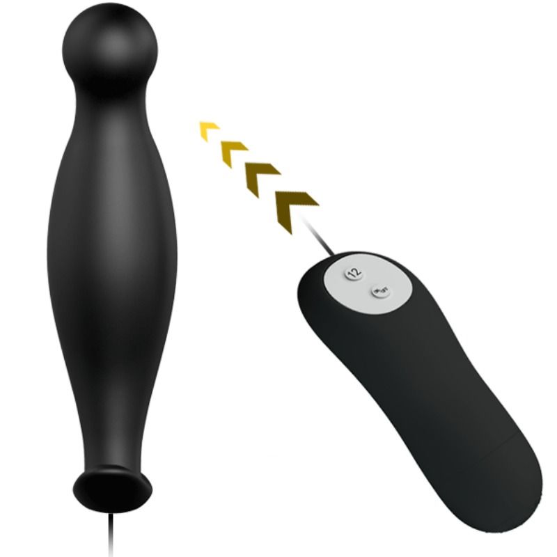 Pretty Love Silicone Anal Plug 12 Vibration Modes Black
