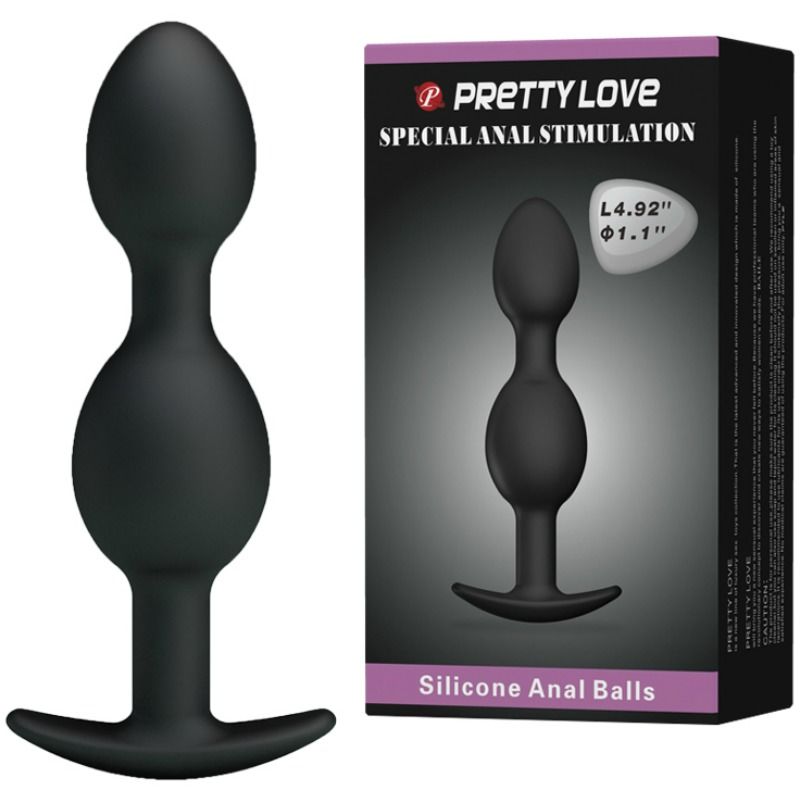Pretty Love Bottom Pretty Love - Silicone Anal Balls 12.5 Cm Black