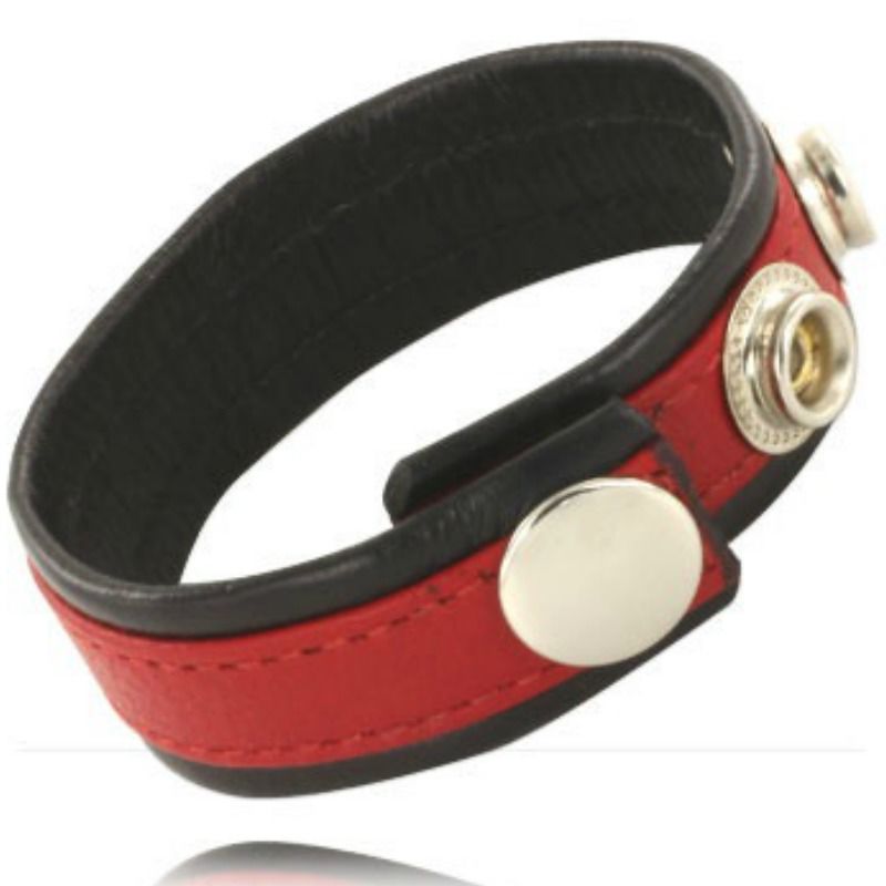 Leather Body Adjustable Leather Strap For Penis Red-Black