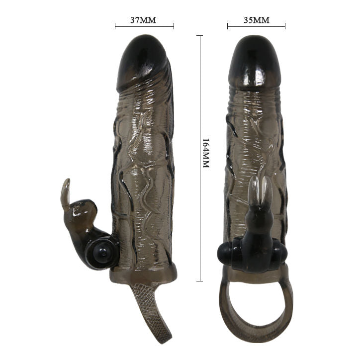 Baile For Him Baile - Brave Man Penis Cover With Rabbit Black 16.5 Cm