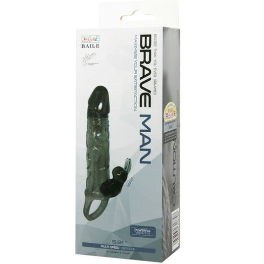 Baile For Him Baile - Brave Man Penis Cover With Rabbit Black 16.5 Cm