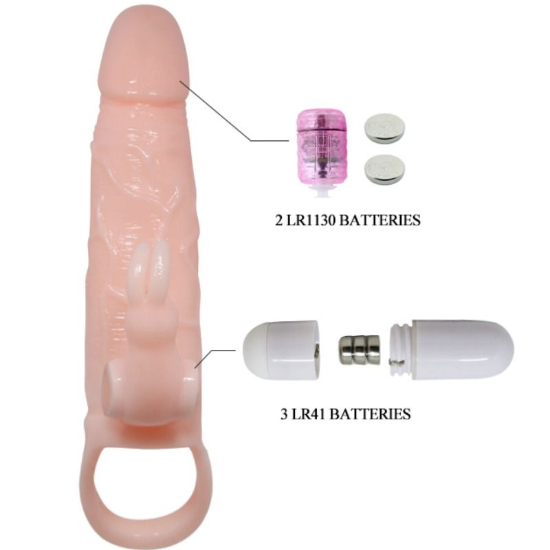 Baile For Him Baile - Brave Man Penis Cover With Rabbit And Double Engine Flesh 16.5 Cm