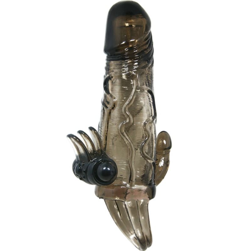 Baile For Him Baile - Brave Man Penis Cover With Clit And Anal Stimulation Double Bullet Black 16.5 Cm