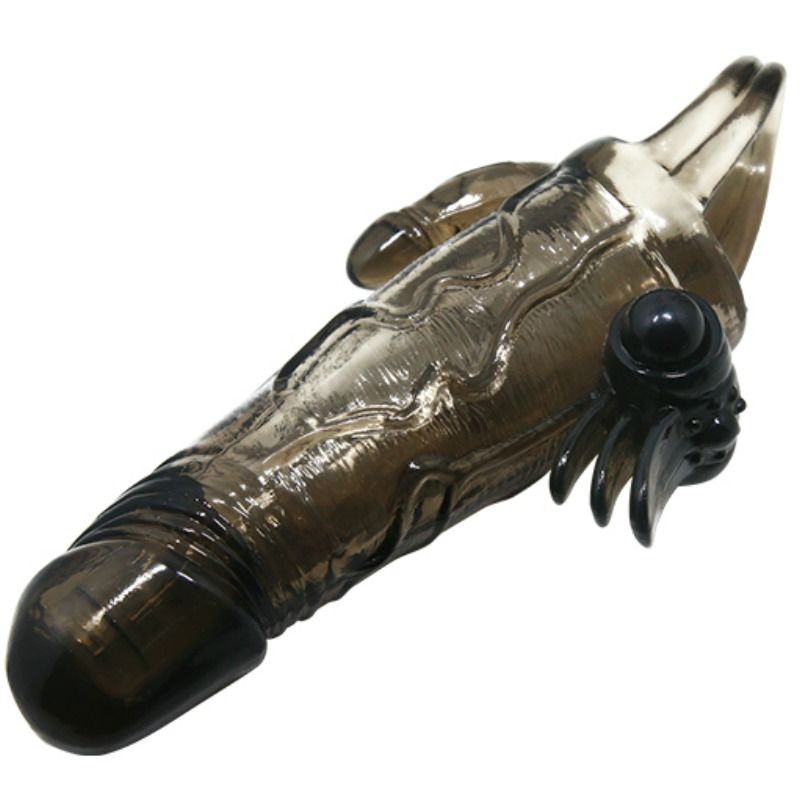 Baile For Him Baile - Brave Man Penis Cover With Clit And Anal Stimulation Double Bullet Black 16.5 Cm
