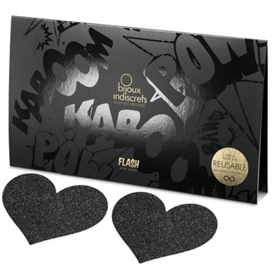 Bijoux Flash Collection Bijoux - Indiscrets Flash Black Heart Nipple Cuts
