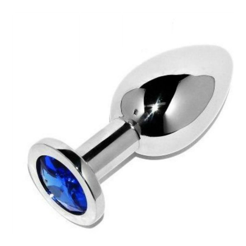 Metal Hard Anal Plug Diamond Blue Small 5.71Cm