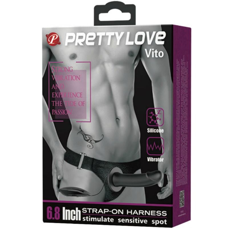 Pretty Love Male Pretty Love - Vito Strap On With Hollow Dildo And Vibration 17.3 Cm