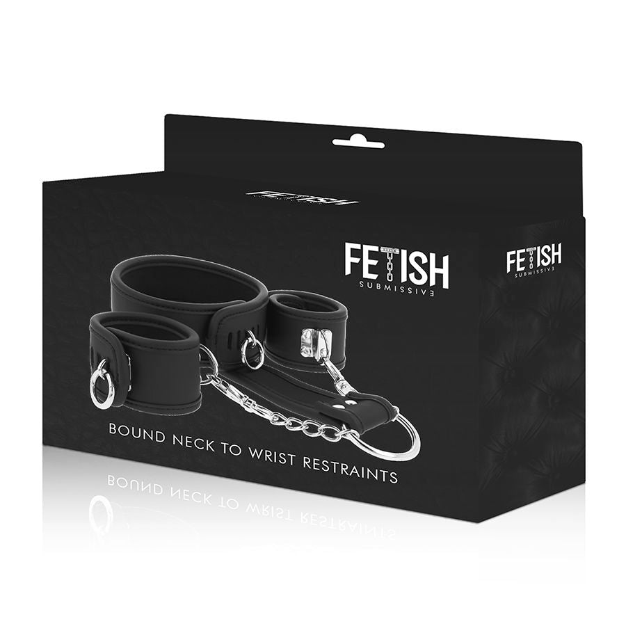 Fetish Submissive Bondage Fetish Submissive - Vegan Leather Necklace And Handcuffs With Noprene Lining