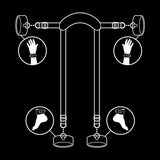 FETISH SUBMISSIVE - MASTER POSITION WITH 4 NOPRENE-LINED HANDCUFFS