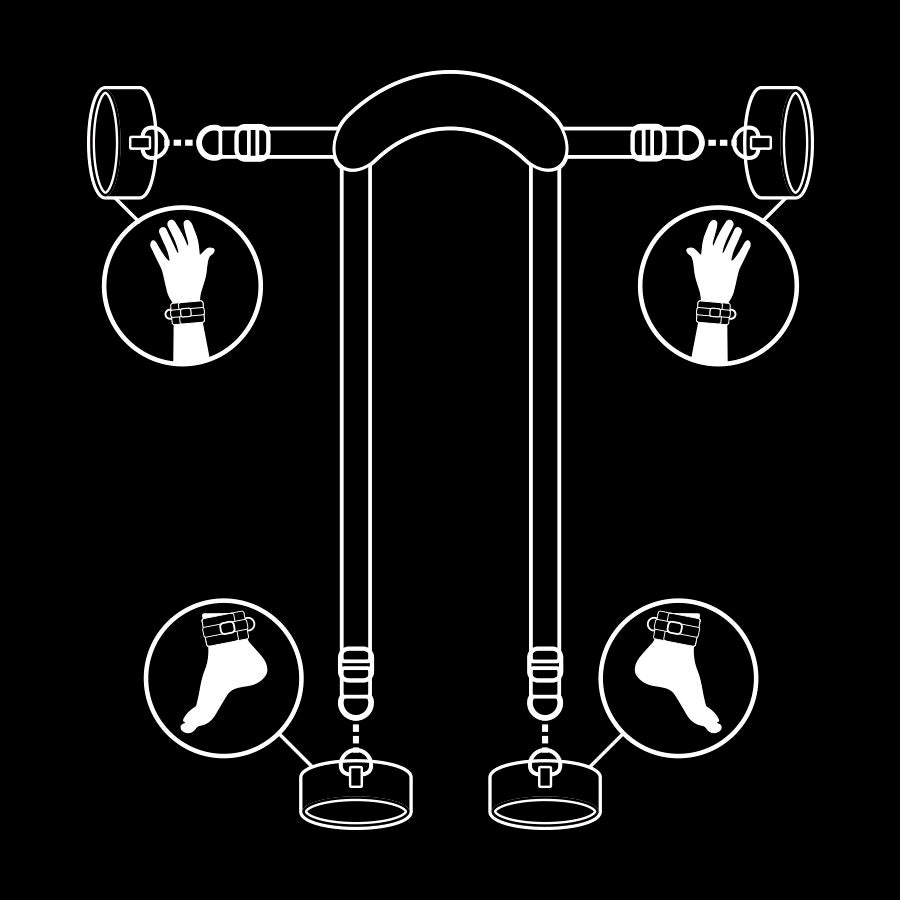 Fetish Submissive Bondage Fetish Submissive - Master Position With 4 Noprene-Lined Handcuffs