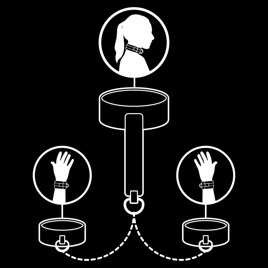 Fetish Submissive Bondage Fetish Submissive - Vegan Leather Necklace And Handcuffs With Noprene Lining