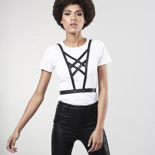 Bijoux Maze Bijoux - Indiscrets Maze Crossed Harness With Neckline Black