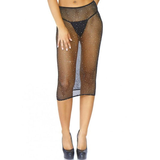 Leg Avenue Dresses Leg Avenue - Crystalized Fishnet Multidress Black O.s
