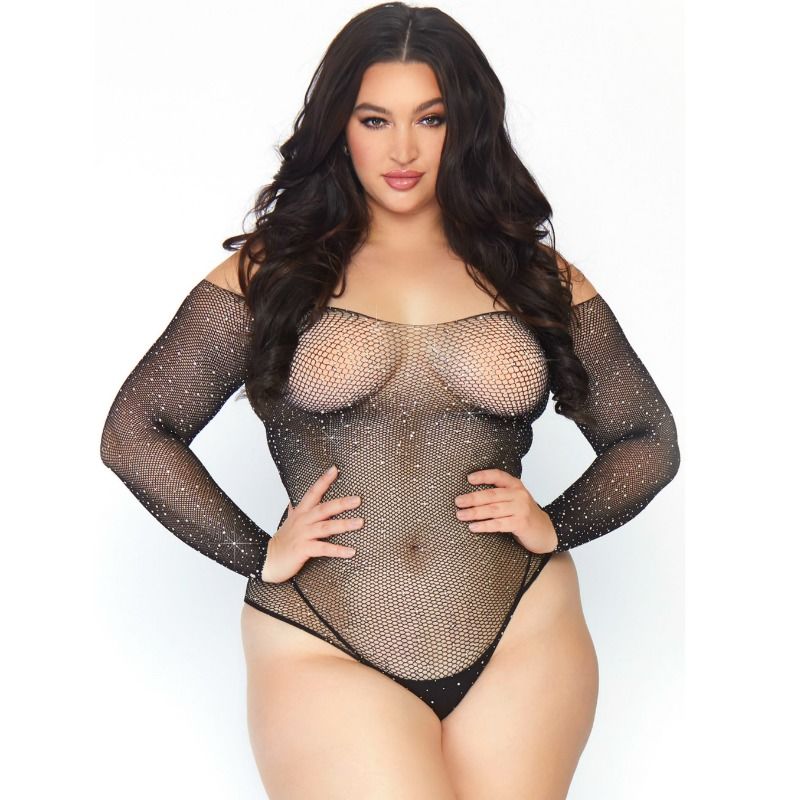 Leg Avenue Bodystockings Leg Avenue - Crystalized Fishnet Bodystocking 1X-2X