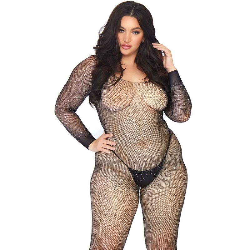 Leg Avenue Bodystockings Leg Avenue - Crystalized Net Body Stocking 1X-2X