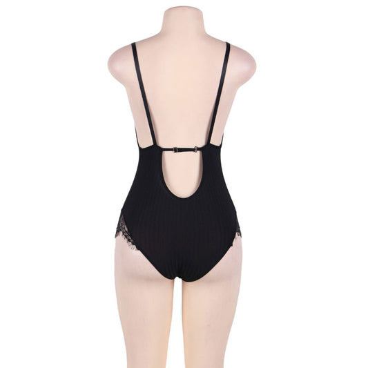 Subblime Queen Plus Size Subblime - Queen Plus Teddy With Clears And Fringes Black