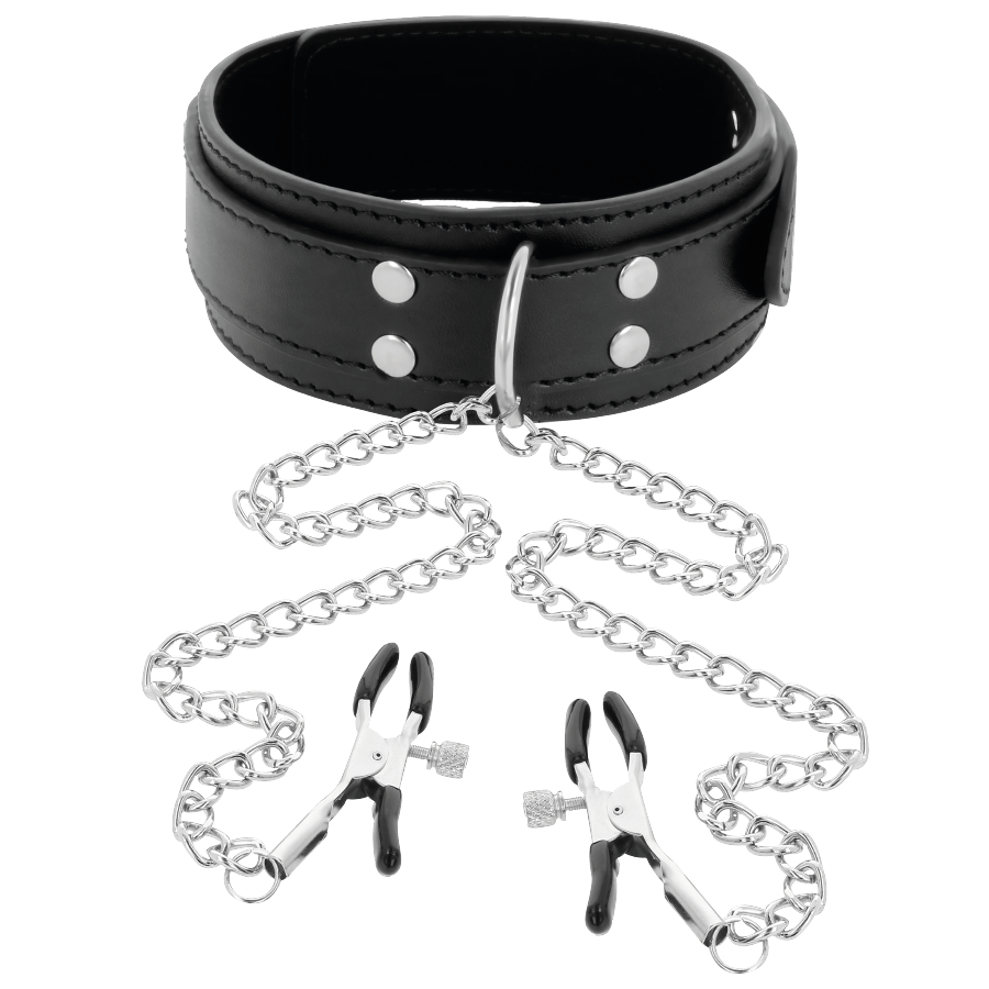 Darkness Bondage Darkness - Collar With Nipple Clamps Black