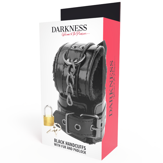 Darkness Bondage Darkness - Black Adjustable Leather Handcuffs With Padlock