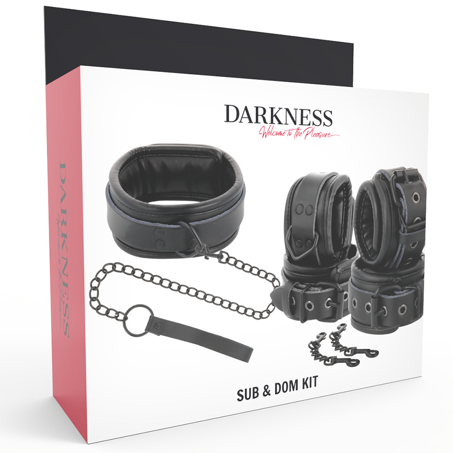 Darkness Black Leather Handcuffs And Collar