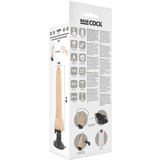 Basecock Realistic Vibrator Remote Control Flesh 19 Cm -O- 4 Cm