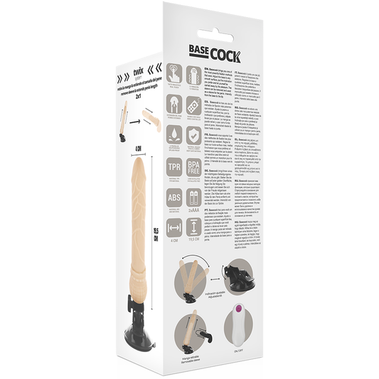 Basecock Realistic Vibrator Remote Control Flesh 19.5 Cm -O- 4 Cm
