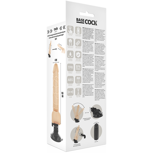 Basecock Realistic Vibrator Remote Control Flesh 18.5 Cm -O- 4Cm