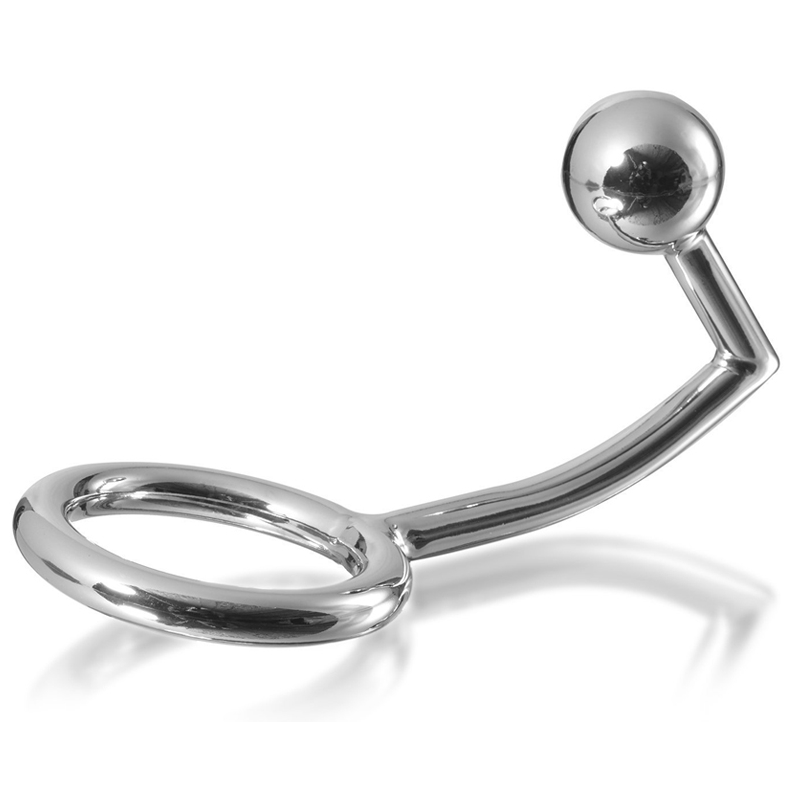 Metal Hard Cock Ring Ring With Anal Intruder Hook 40Mm