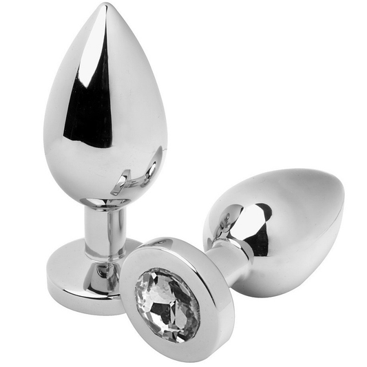 Metal Hard Anal Plug Diamond Transparent Medium 7.62Cm