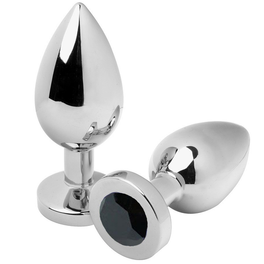 Metal Hard Anal Plug Diamond Black Small 5.71Cm