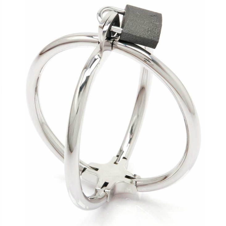 Metal Hard Criss Cross Handcuff Stainless Steel Restraints