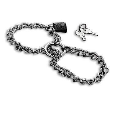 Metal Hard Handcuffs With Stainless Steel Chain.