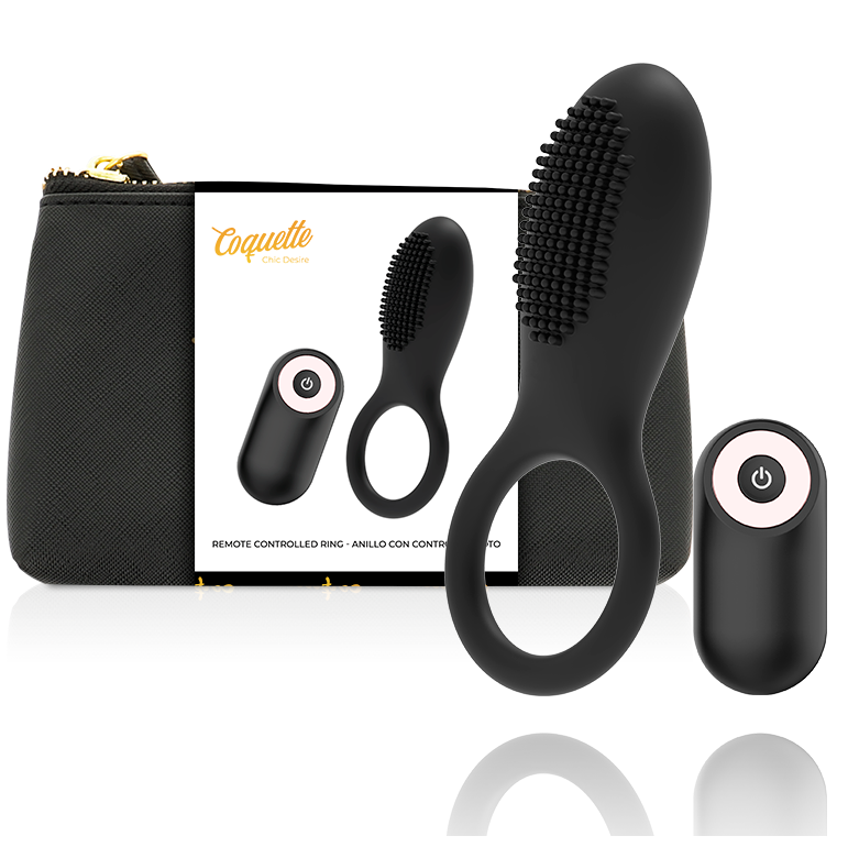Coquette Toys Coquette Chic Desire - Cock Ring Remote Control Rechargeable Black/ Gold