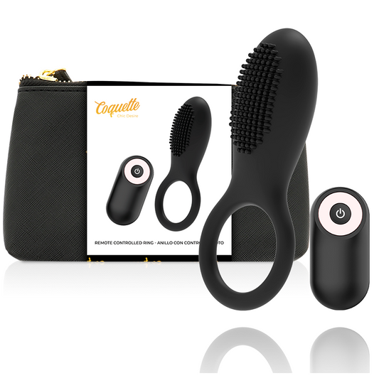 Coquette Toys Coquette Chic Desire - Cock Ring Remote Control Rechargeable Black/ Gold