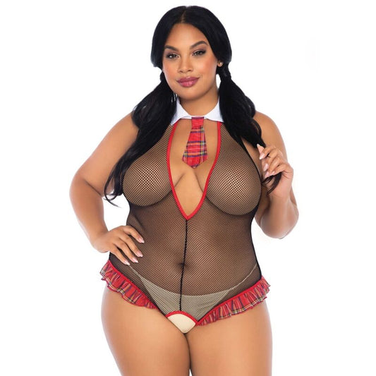Leg Avenue Teddies Leg Avenue - Schoolgirl Crothless Fitness Teddy Plus Size