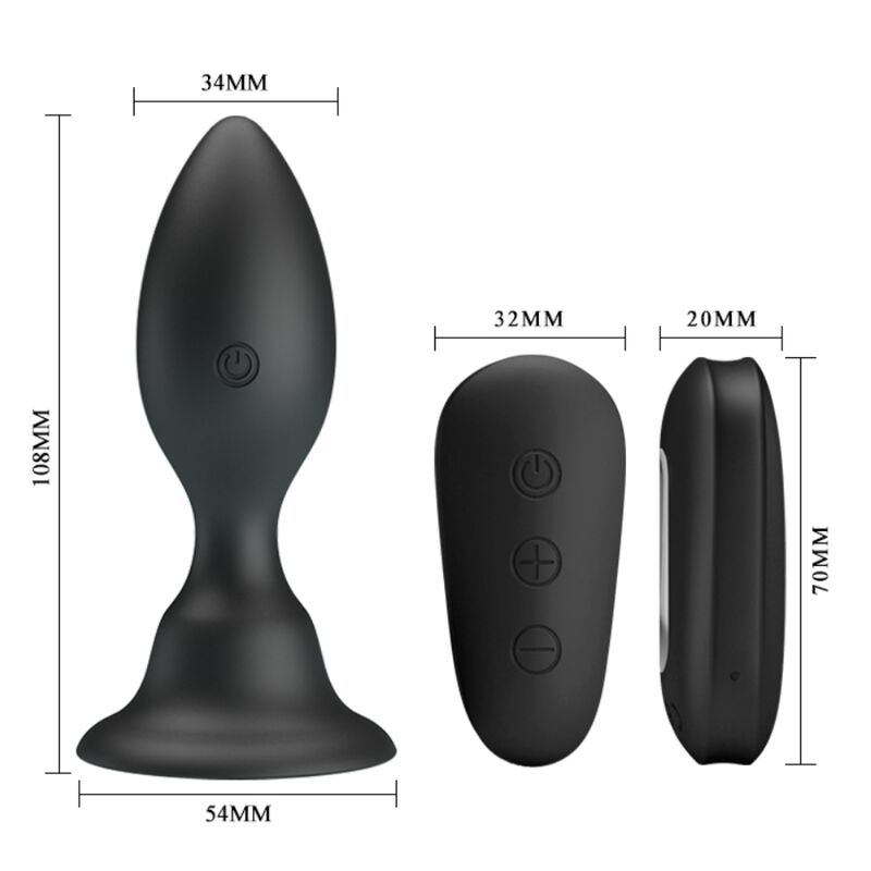 Mr Play Anal Plug With Vibration Black Remote Control