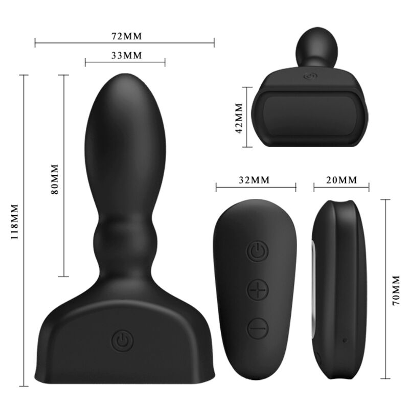 Mr Play Black Inflatable Anal Plug Remote Control