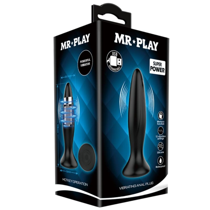 Mr Play Rechargeable Black Vibrator Anal Plug