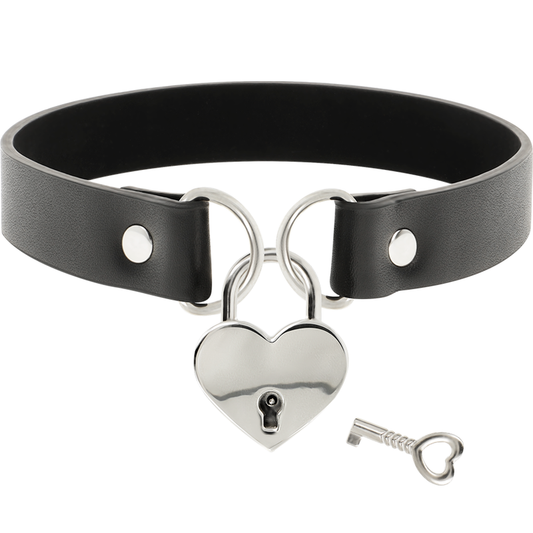 Coquette Accessories Coquette Chic Desire - Vegan Leather Necklace With Heart Accessory With Key