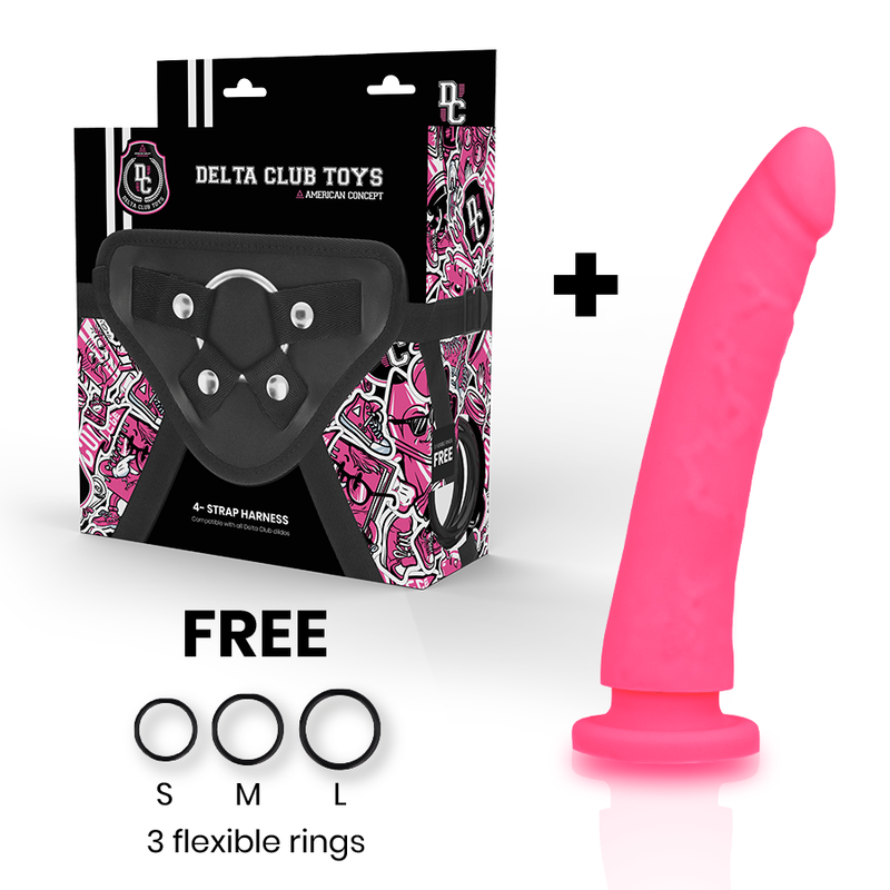 Deltaclub Delta Club - Toys Harness + Dong Pink Silicone 17 Cm -O- 3 Cm
